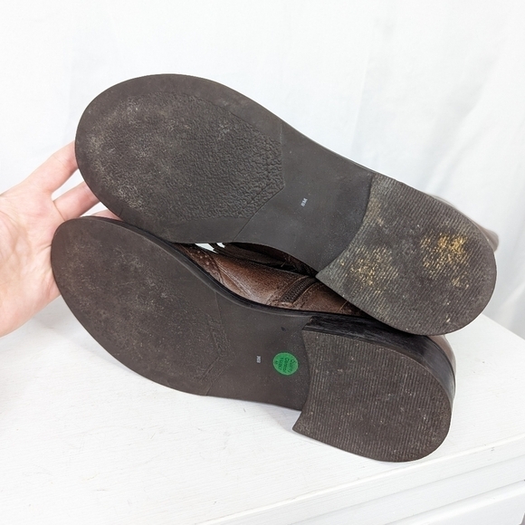 Coconuts by Matisse Leather Brogue Kiltie  Brown Riding Boots - Picture 7 of 9